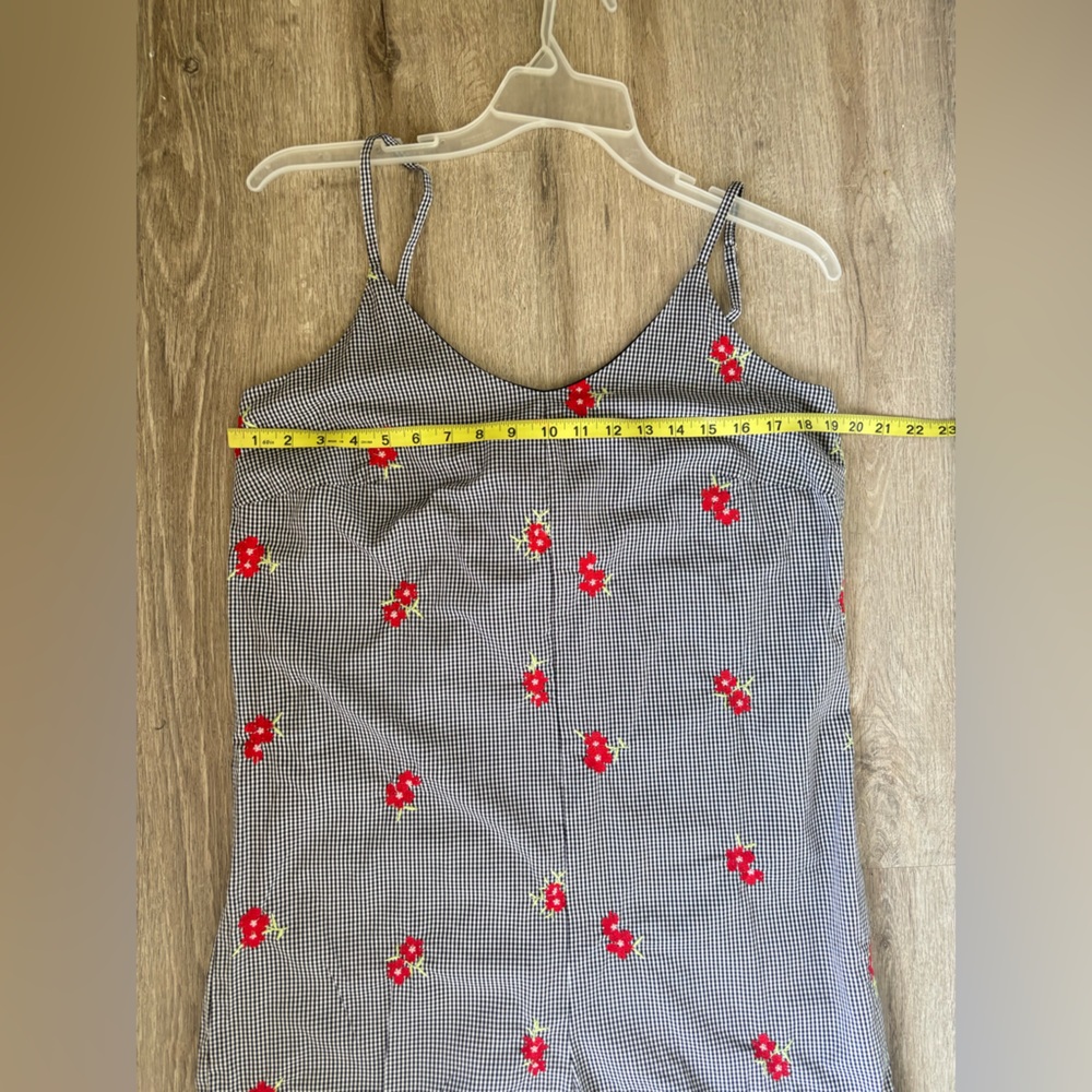 Chelsea & Violet Black-and-White Gingham romper with Red Floral Accents - Picture 15 of 15